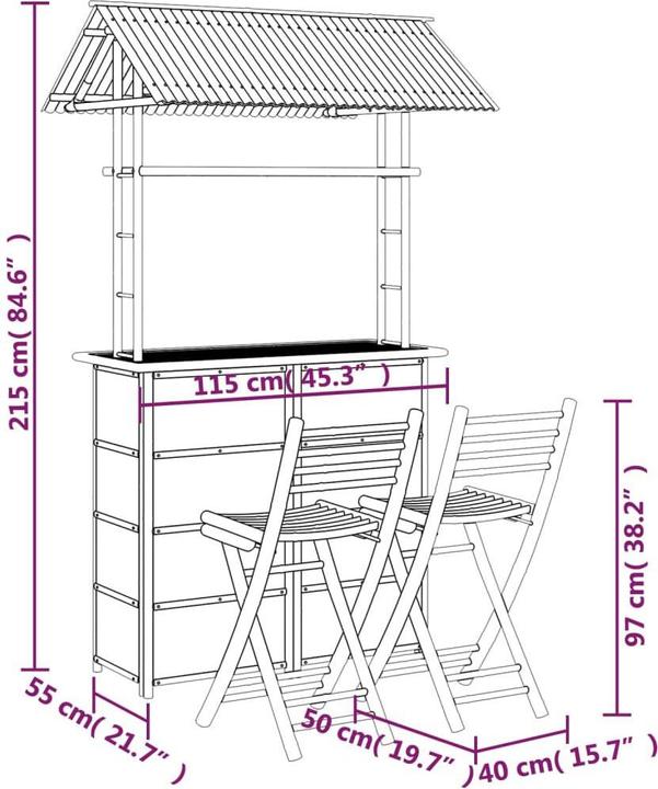 Produktbild vidaXL Bar-Set (115 x 55 x 105 cm)