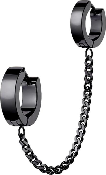 Image du produit Star Piercing Boucle d'oreille à clapet noir Chaîne avec boucle d'oreille (sans laiton, Acier chirurgical 316L)