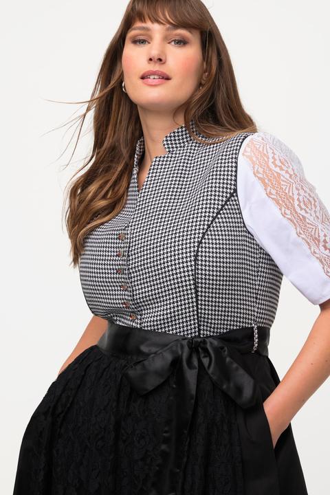 Produktbild Ulla Popken Dirndl, Hahnentrittmuster, V-Ausschnitt, ärmellos (44)