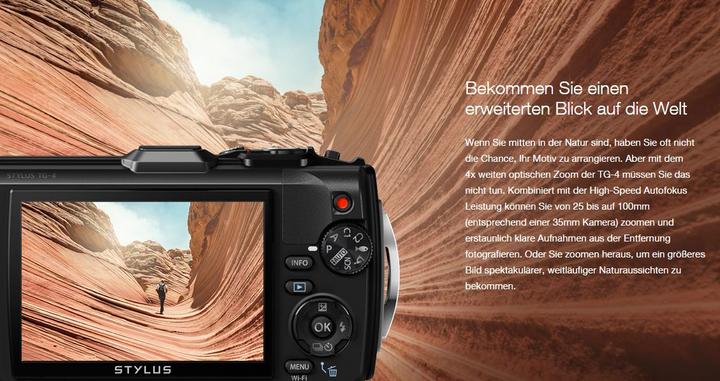 Image du produit Olympus Tough TG-4, appareil photo sous-marin, FullHD, antichoc (16 Mpx, 1/2,3'')