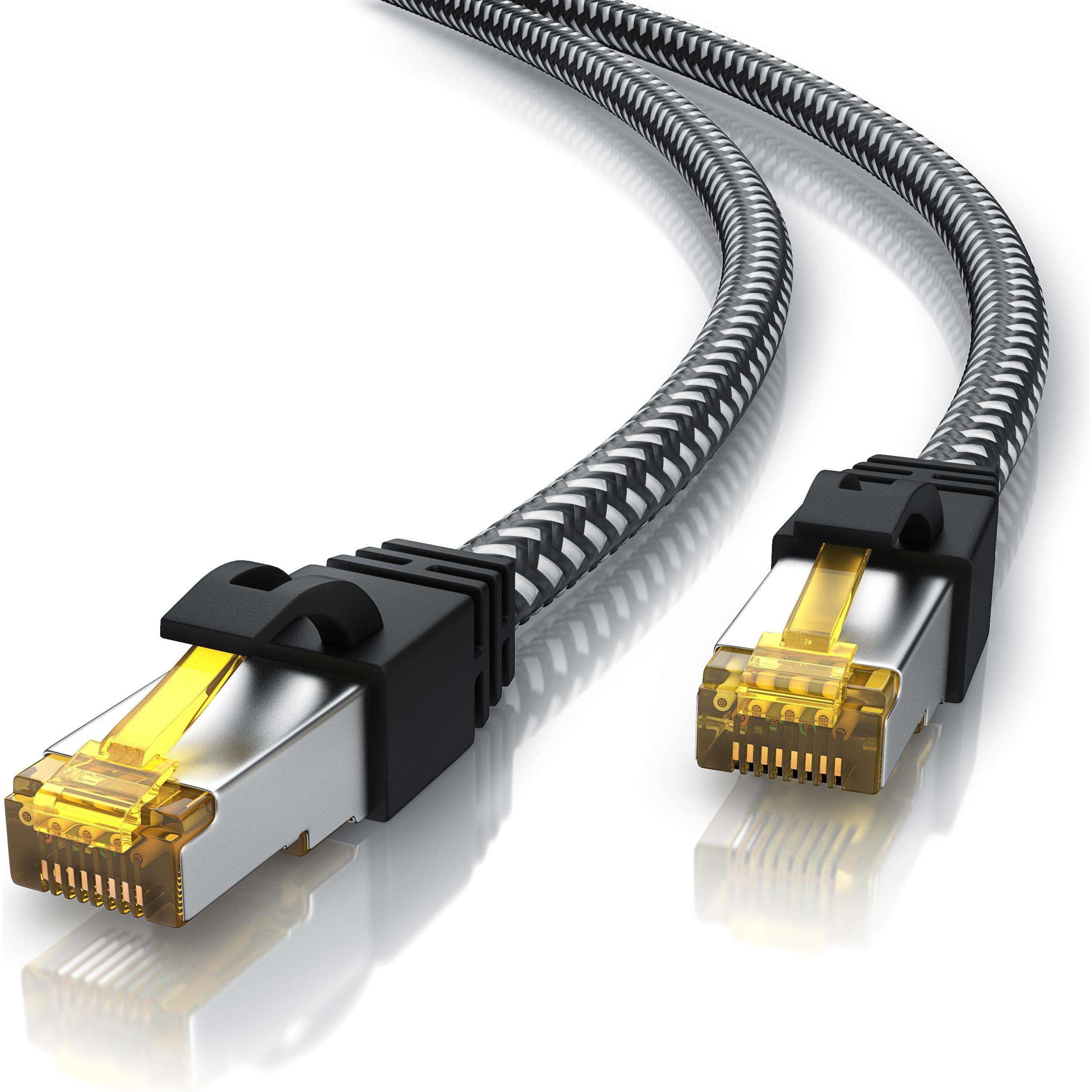 Primewire CAT.7 Netzwerkkabel Baumwollmantel, Gigabit Ethernet CAT 7 LAN Kabel, 10000 Mbit/s Patchkabel (S/FTP, CAT7, 2 ...