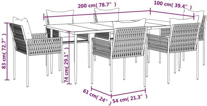 Produktbild vidaXL Garten Essgruppe (100 x 200 x 74 cm)