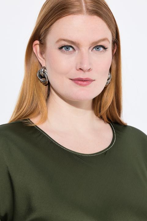 Produktbild Ulla Popken Satinblusenshirt, Classic, Rundhals mit Glitzernaht, ärmellos (50, 52)