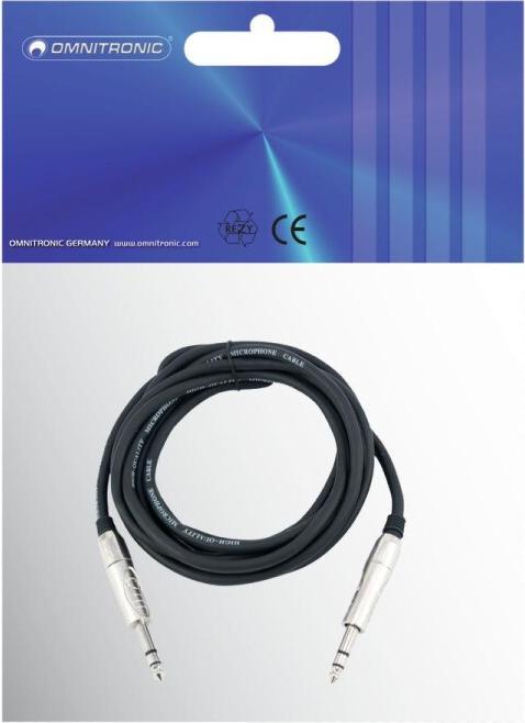 Image du produit Omnitronic Câble jack 6,3 stéréo 3m sw ROAD (3 m, 2,5 mm)