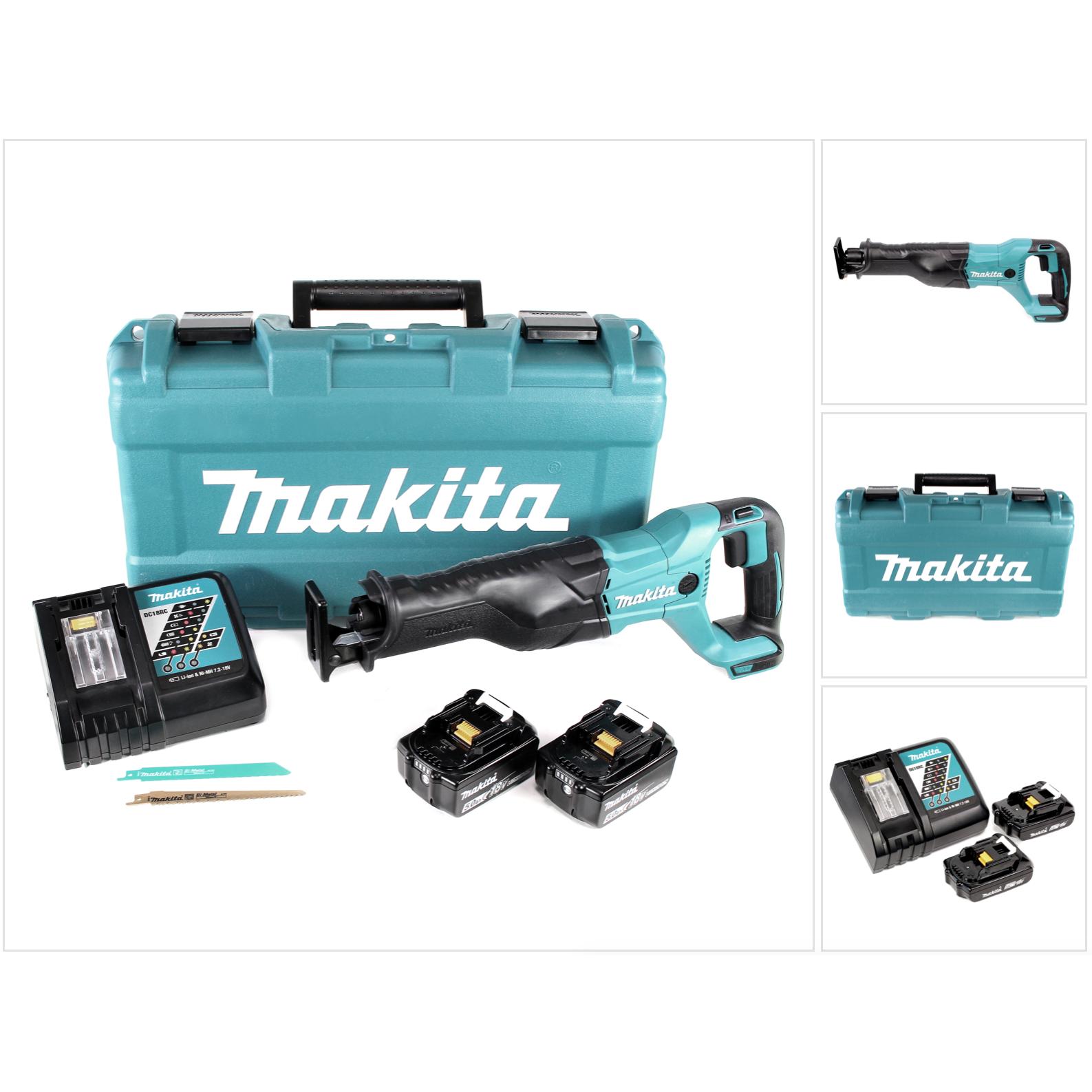 Makita, Säbelsäge, DJR 186 RAK Akku Reciprosäge Säbelsäge 18 V + 2x Akku 2,0 Ah + Ladegerät + Koffer
