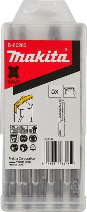 Image du produit Makita Set Forets SDS-PLUS « centering tip » pour maçonnerie (6 millimètres)