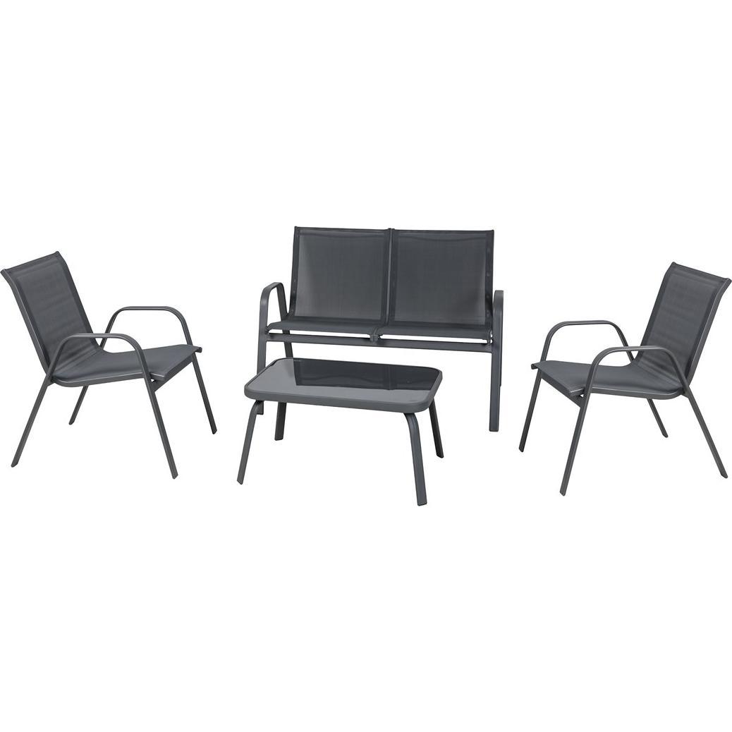 Mirpol Gartenmöbel-Set RIVET schwarz (RIVET SET BL)