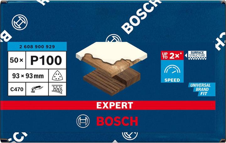 Image du produit Bosch Professional Zubehör Papier abrasif Expert C470 pour ponceuses Delta, 93 mm, G 100, 50 pièces (100)