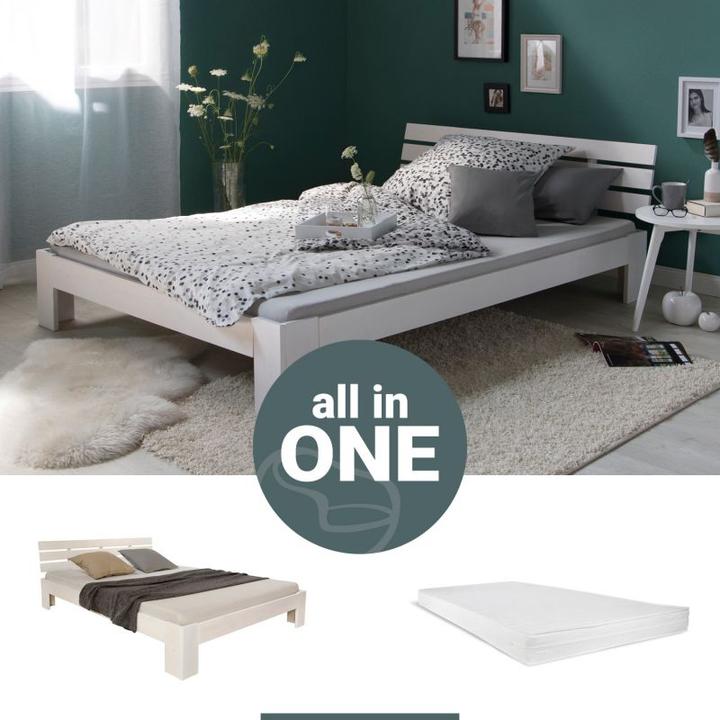 Produktbild Homestyle4u Holzbett mit Matratze & Lattenrost (140 x 200 cm)