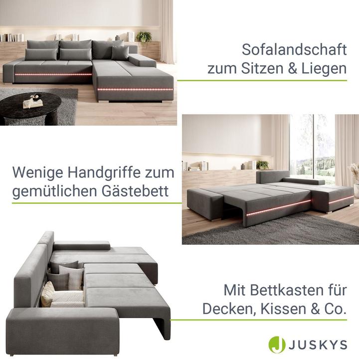 Actual product image Juskys Davos sofa with LEDs & sleep function (Sofa landscape)