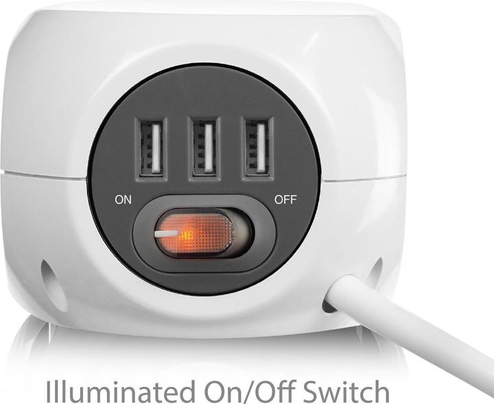 Produktbild Ewent Power distribution unit with USB ports, 3 sockets, 1.5m, white (3x, CEE 7/16, 1.50 m)