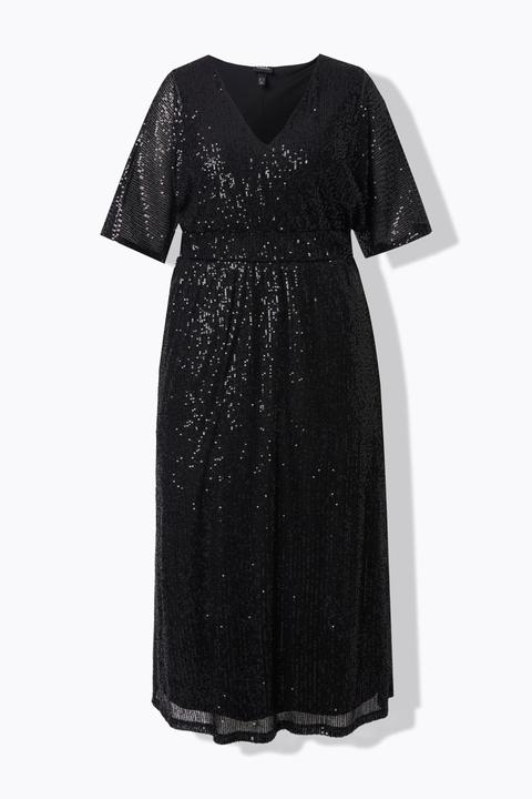 Image du produit Ulla Popken Robe maxi à paillettes, coupe trapèze (48)