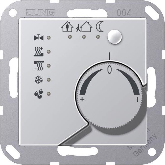 JUNG Raumtemperaturregler UP A KNX alu glz A2178TSAL, Thermostat, Silber