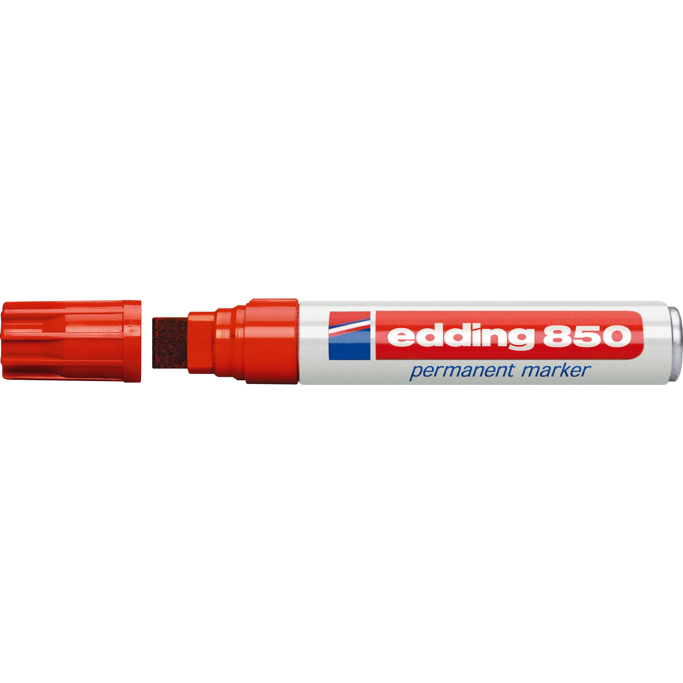 Edding, Marker, 850 Permanent Marker, Keilspitze, versch. Farben (Rot, 16 mm, 5 x)