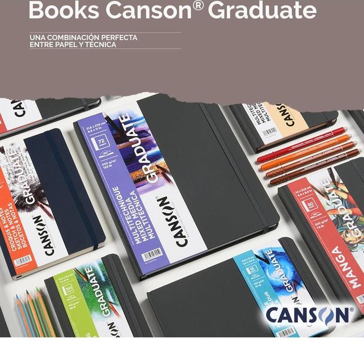 Produktbild Canson Skizzenbuch GRADUATE Aquarelle, 216 x 140 mm schwarz, 28 Blatt, fein gekörntes Papier 250 g/qm, Hard (A5, Blanko, Harter Einband)