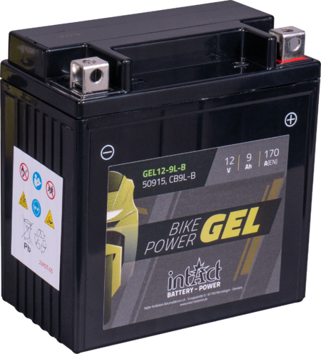 Actual product image Intact GEL12-9L-B Bike-Power GEL 9Ah Motorcycle Battery (DIN 50915) YB9L-B (12 V, 9 Ah, 170 A)