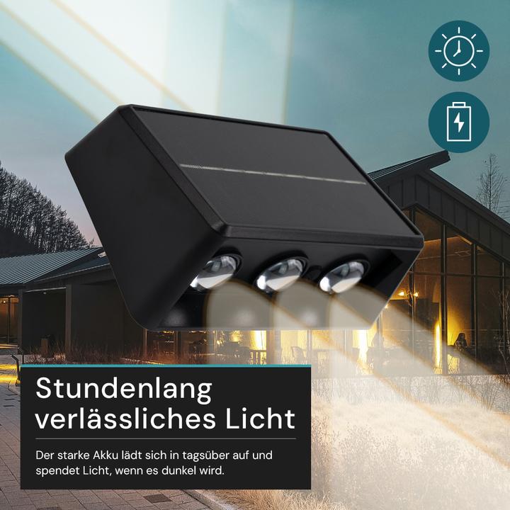 Produktbild Luxula Solar Wandleuchte Up/Down, 3-flg, CCT, IP54 (50 lm, IP54)
