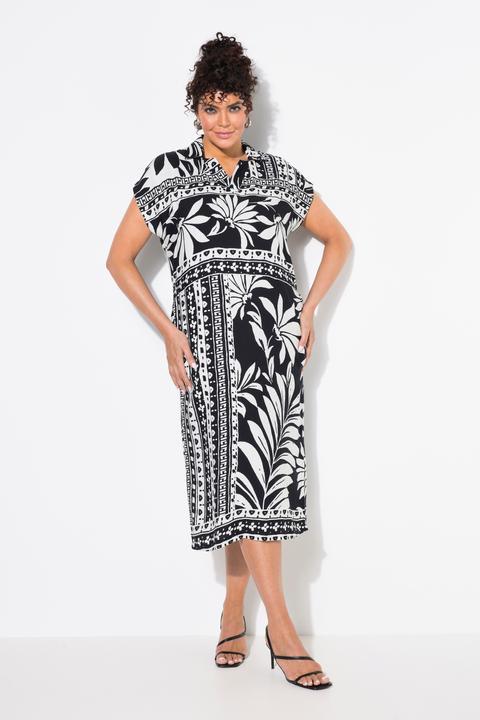 Immagine prodotto Ulla Popken Abito midi dal taglio oversize con colletto da camicia e mezze maniche (46, 48)
