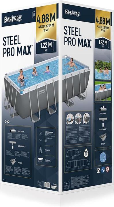 Produktbild Bestway Steel Pro MAX Frame Pool Komplet t-Set (488 x 244 x 122 cm)
