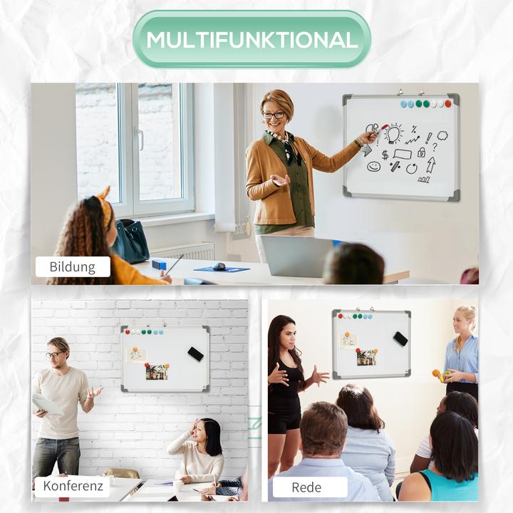 Image du produit Homcom Tableau blanc avec aimants, stylos et chiffon d'essuyage (60 x 45 cm)