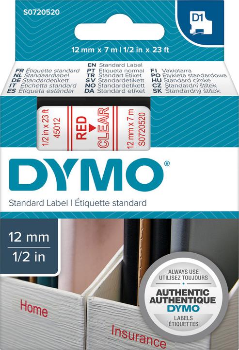 Actual product image Dymo S0720520 Standard tape (1.20 cm, Red)