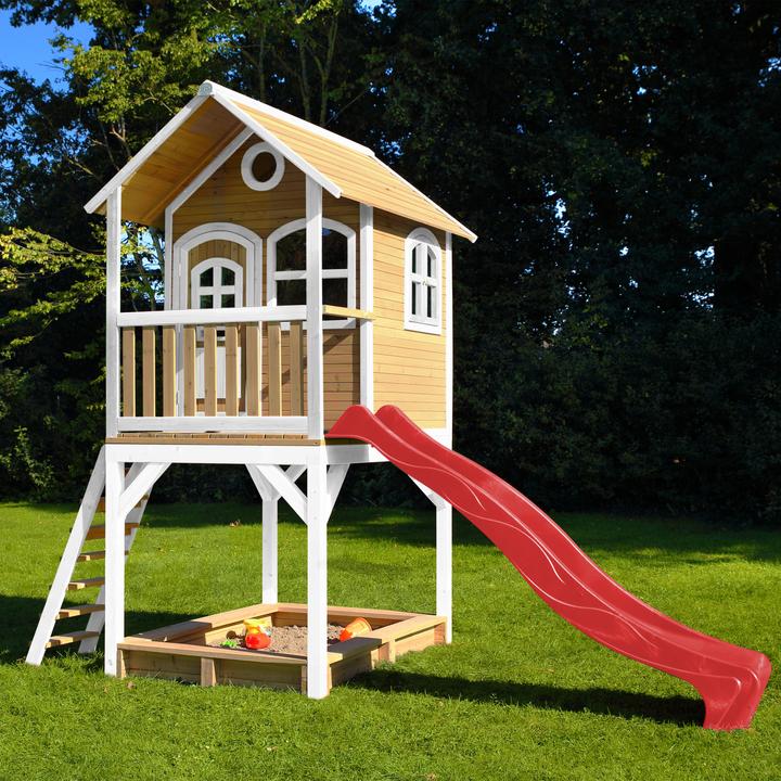 Produktbild Axi Sarah Spielhaus Braun/weiss mit Rote Rutsche