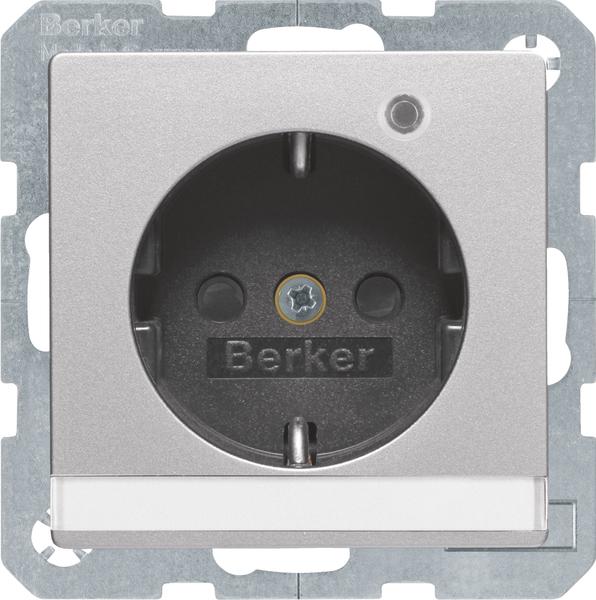 Actual product image Berker SCHUKO socket outlet with indicator LED, BSF and erh.BS Q.1/Q.3 aluminium velvet, lacquered