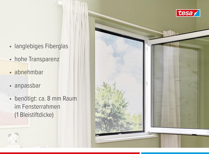 Actual product image tesa Clip-on insect screen clip-on frame for windows (120 x 140 cm)