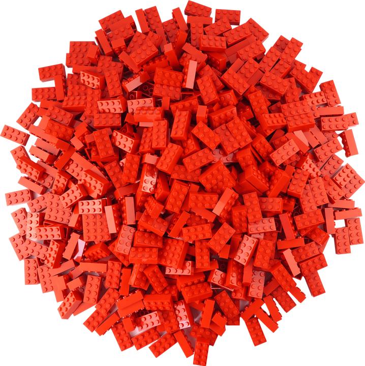 Actual product image LEGO 2x4 bricks red brown / 500 pieces / Reddish brown 3001 (3001, LEGO Accessories)