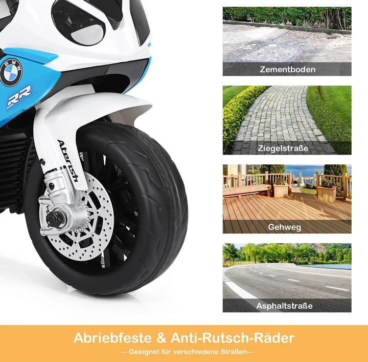 Immagine prodotto Homcom Kinder Elektro Motorrad mit Licht- und Soundeffekte BMW S1000 RR blau (6 V)