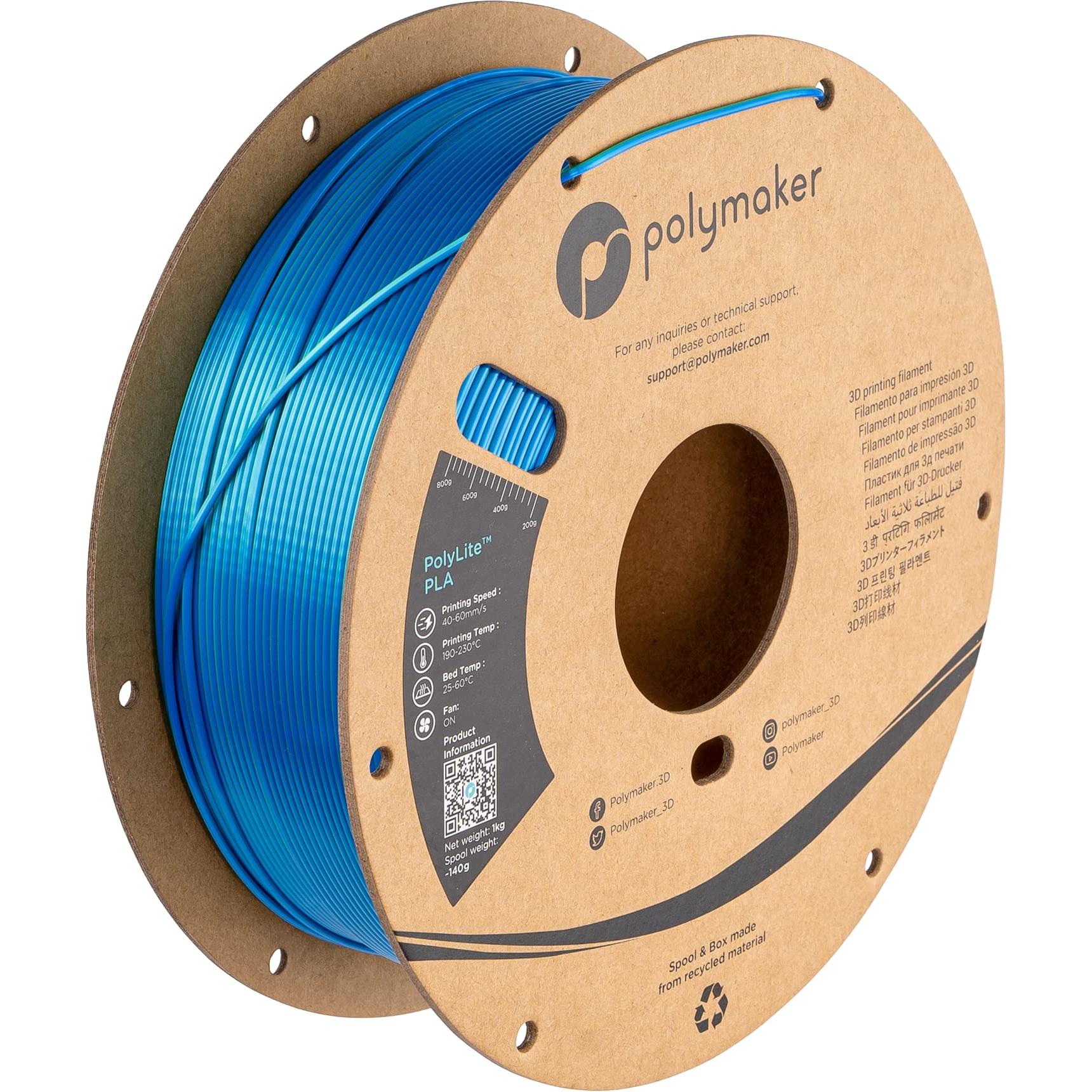 Polymaker PolyLite Silk PLA Dual Color (PLA, 1.75 mm, 1000 g, Mehrfarbig), 3D Filament, Mehrfarbig