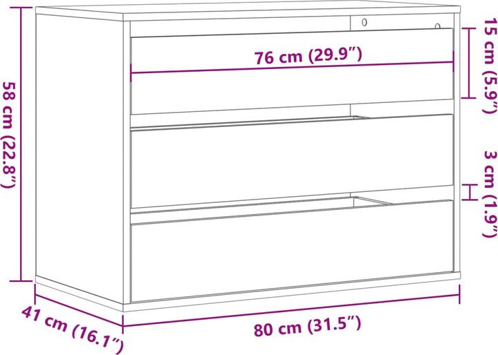 Immagine prodotto VidaXL Cassettiera (80 x 41 x 58 cm)