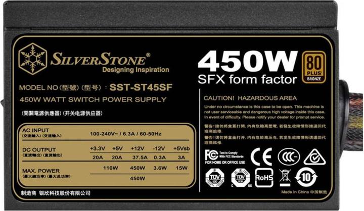 Image du produit Silverstone SST-ST45SF V3.0 80 PLUS Bronze SFX alimentation - 450 Watt (450 W)