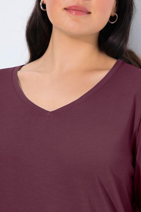 Image du produit Ulla Popken T-shirt Coupe Slim Fit, décolleté en V et manches longues (50, 52)