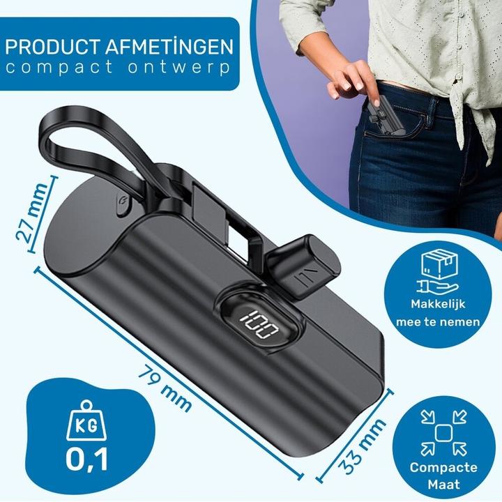 Actual product image Ishiva UFUZON Mini Powerbank 5k mah-Schwarz