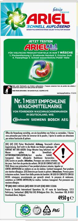 Energy Label Ariel Febreze Freshness (90 Washing cycles, Washing powder)
