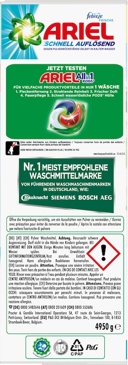Energie-Label Ariel Waschpulver 90 Waschladungen Febreze Freshness (90 Waschgänge, Pulver)