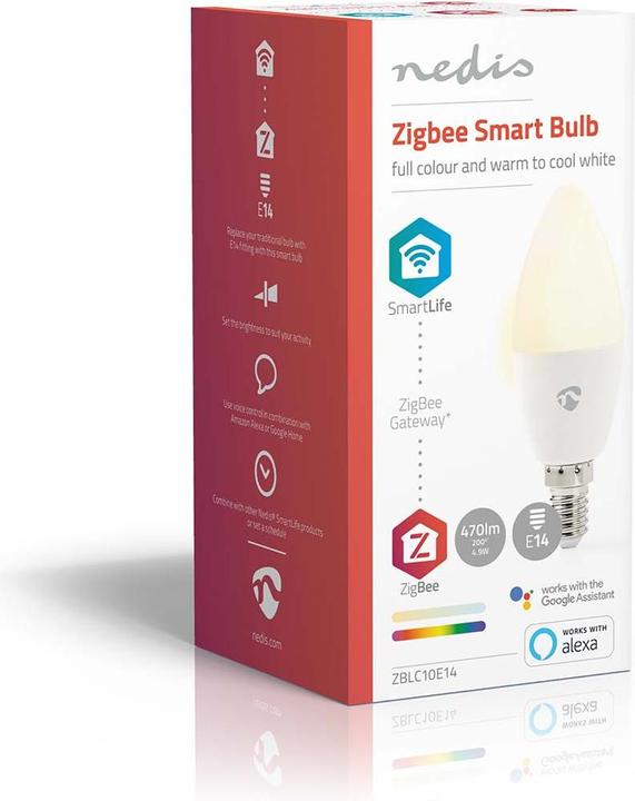 Image du produit Nedis SmartLife Ampoule à LED de couleur | Zigbee 3.0 | E14 | 470 lm | 4.9 W | RGB / Chaud à froid we (E14, 470 lm, 1x)