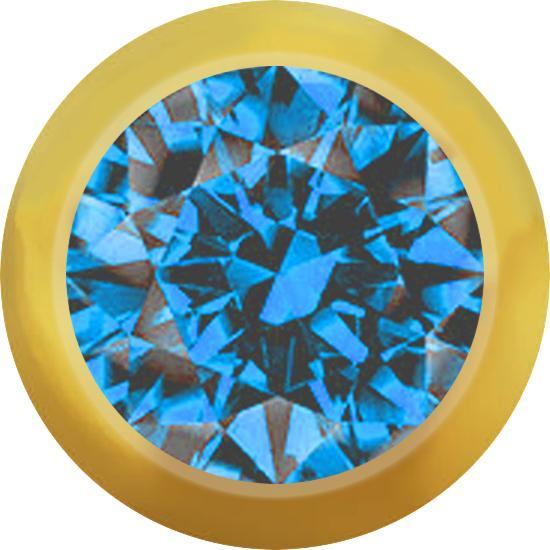 Image du produit Star Piercing Micro boule dorée avec cristal bleu clair (sans laiton, Acier chirurgical 316L)