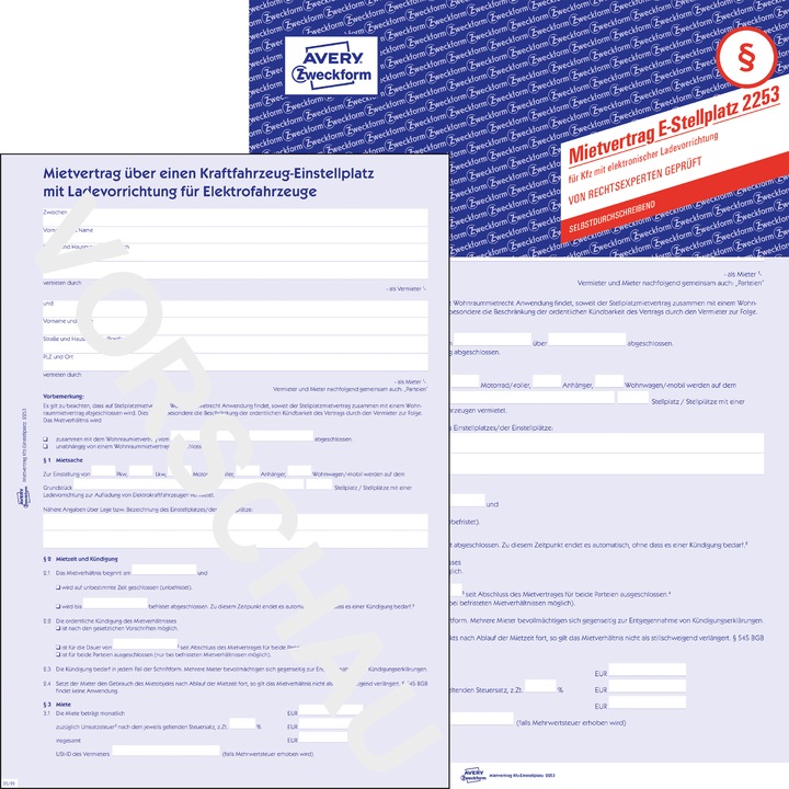 Immagine prodotto Avery Contratto di noleggio di un posto auto con dispositivo di ricarica elettronica (4 x)