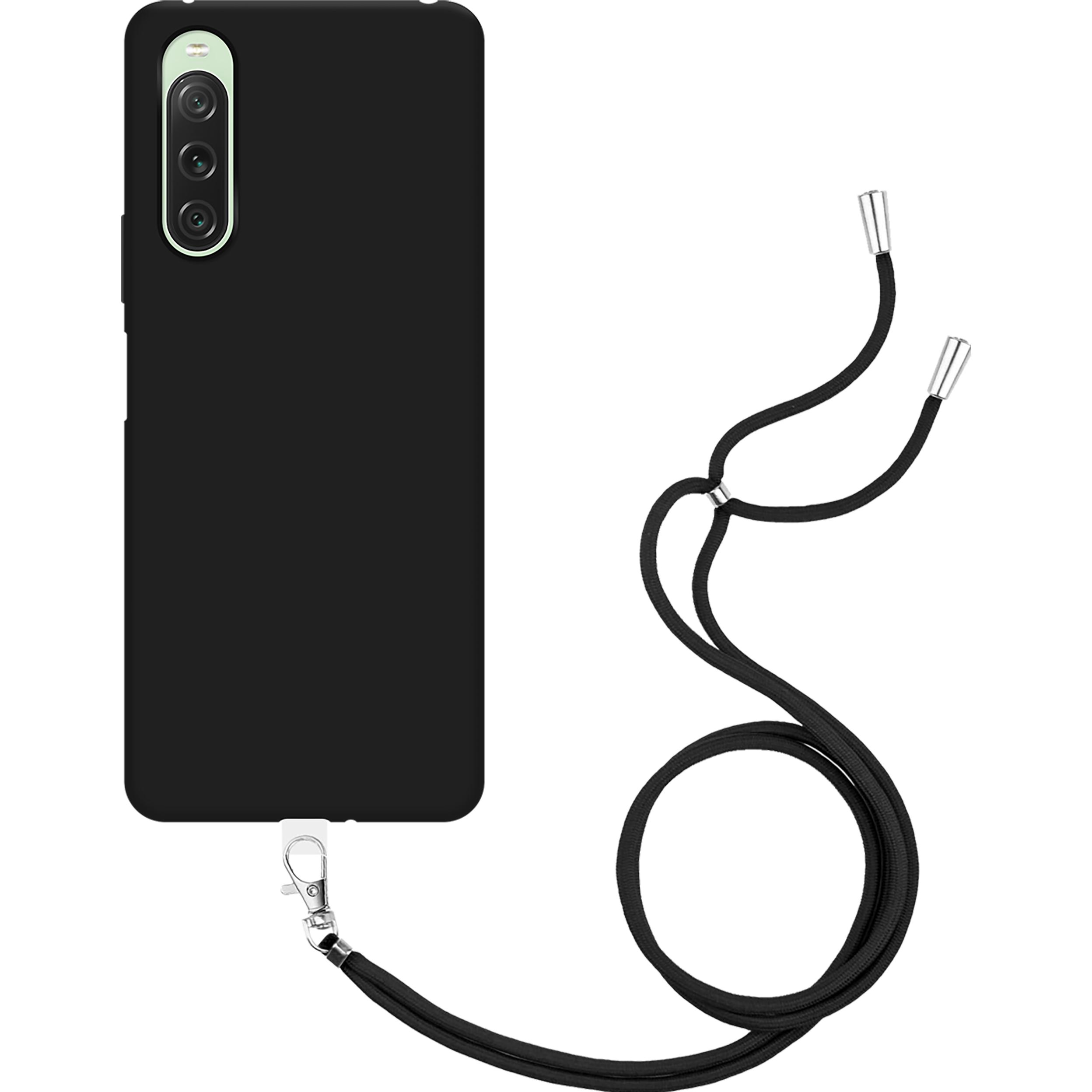 Thumbnail - Cazy Handykette Hülle Kompatibel mit Sony Xperia 10 V - Silikon Handyhülle mit Band Necklace Hülle -, Handykette, Schwar...
