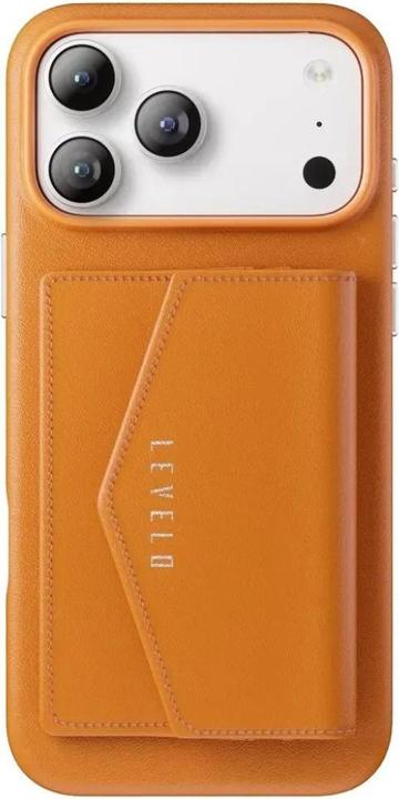 Produktbild Levelo Vertex PU Kunstleder Kartenfach Hülle Apple iPhone 17 Pro Max - Orange (Apple iPhone 17 Pro Max)
