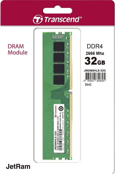 Actual product image Transcend JetRAM (1 x 32GB, 2666 MHz, DDR4-RAM, DIMM)