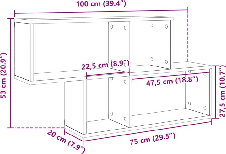 Produktbild VidaXL Wandregal (100 x 20 x 53 cm)