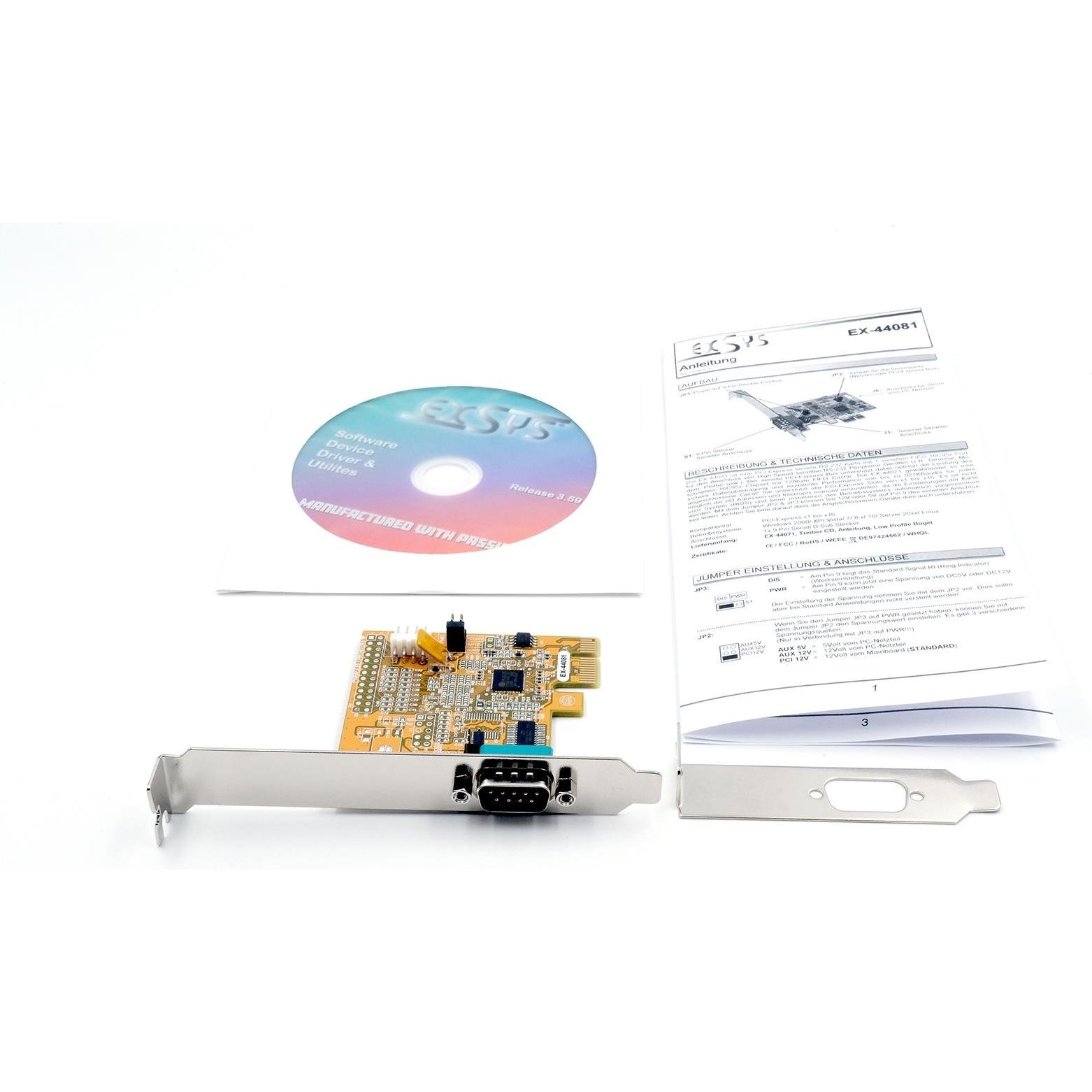 Thumbnail - Exsys GmbH PCIe 1S Seriell RS-232 Karte, ASIX, Kontrollerkarte