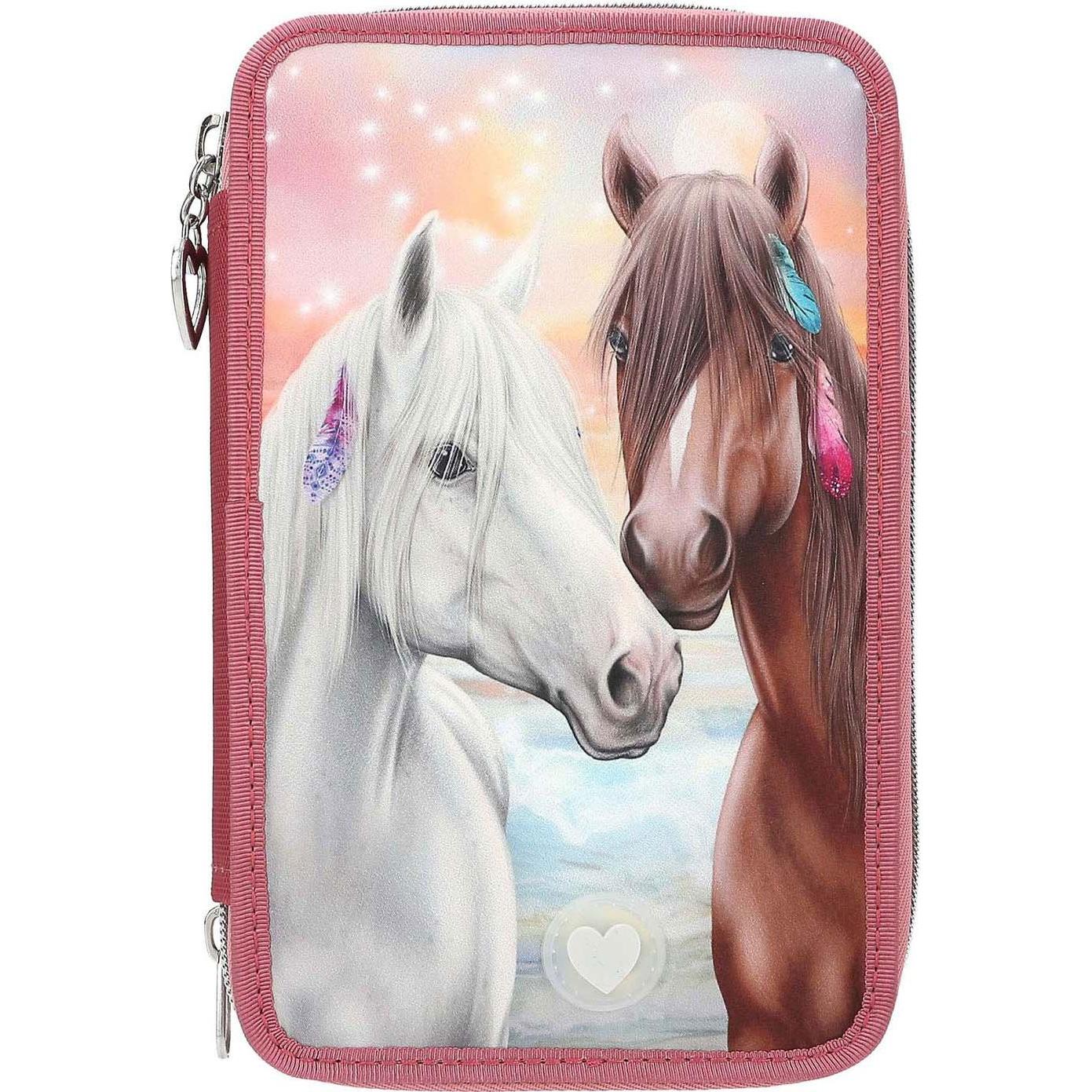 Depesche, Etui, Miss Melody 3-Fach Federtasche LED Pferde