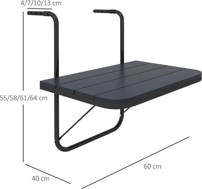 Image du produit Swisshandel24 Table de balcon à suspendre (60 cm)