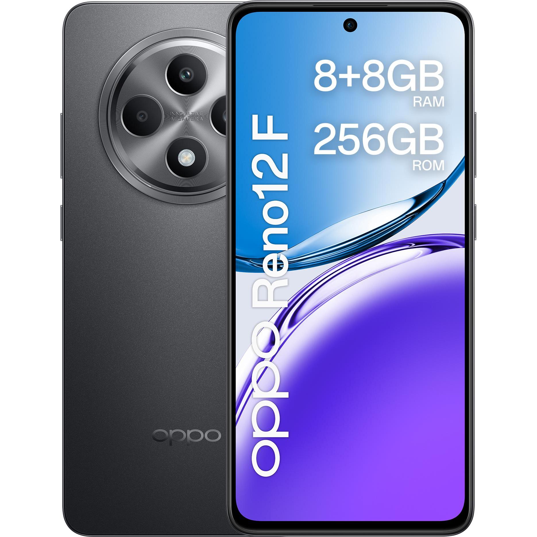 OPPO Reno12 F 4G (256 GB, Matte Gray, 6.67", Dual SIM, 4G), Smartphone, Grau