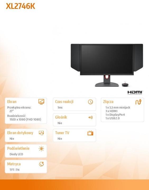 Actual product image BenQ Zowie XL2746K (1920 x 1080 pixels, 27")