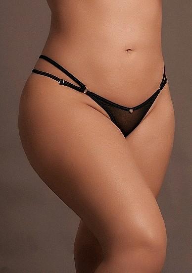 Produktbild Le Désir Ella - Elastic Mesh Thong with Sliders and Golden Details - Plus Size (One Size)